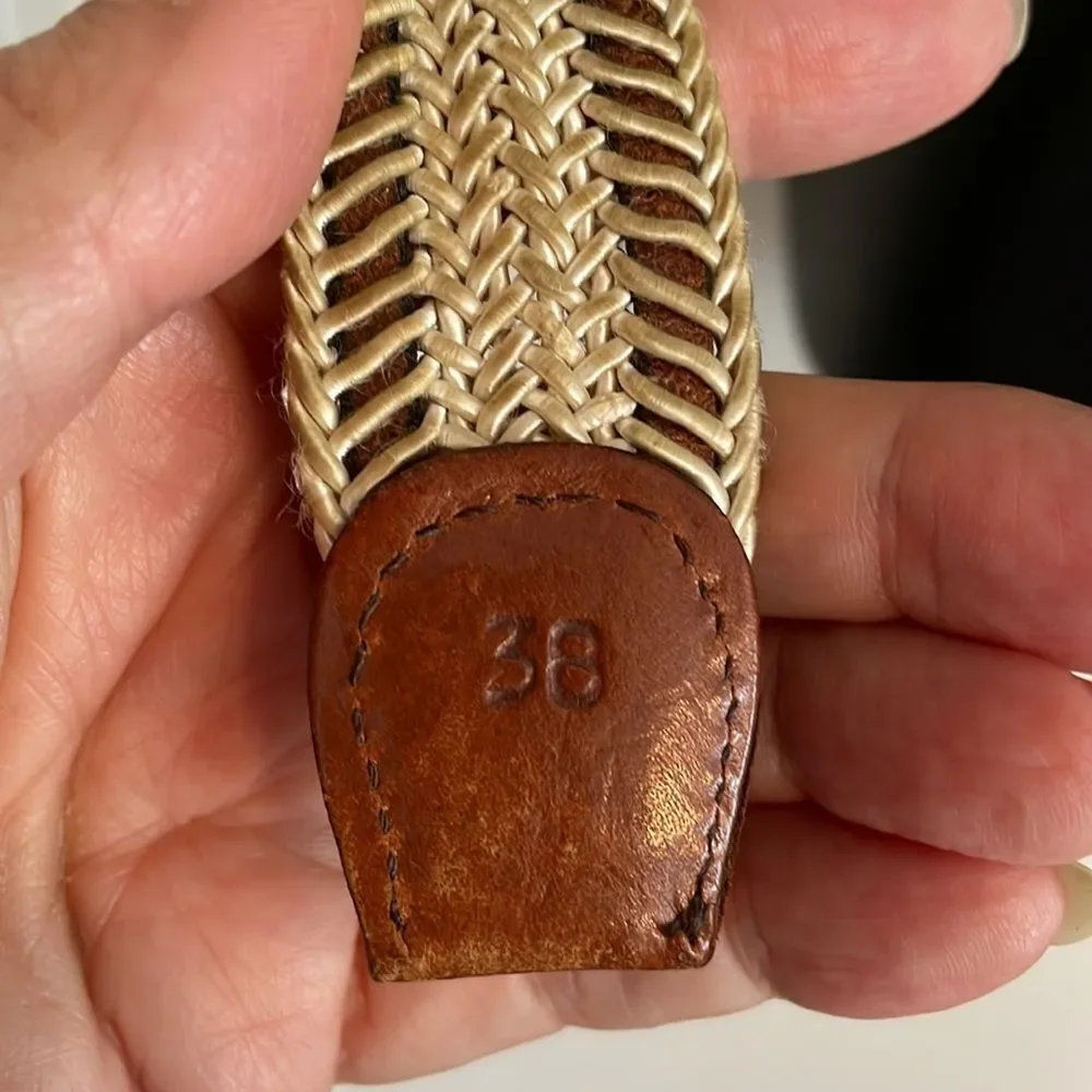 Torino cream‎ & brown woven cord belt
